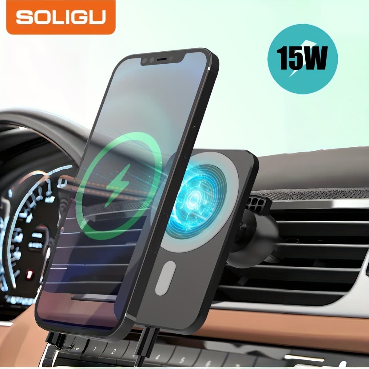 TEMU Compatible Magnetic Wireless Charger 15w - Wireless Charger, Magnetic Vent Phone Mount For Iphone 17/16/15/ 14/13/12 Series
