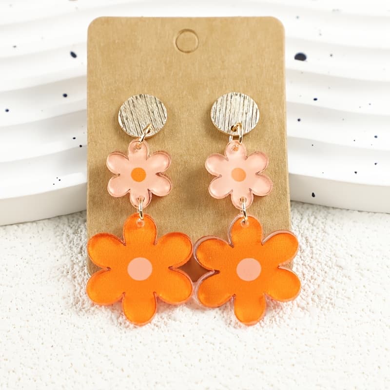 TEMU Summer Cute Flowers, Elegant Alloy Earrings, Ladies Acrylic Earrings, Suitable For Vacation Summer Style
