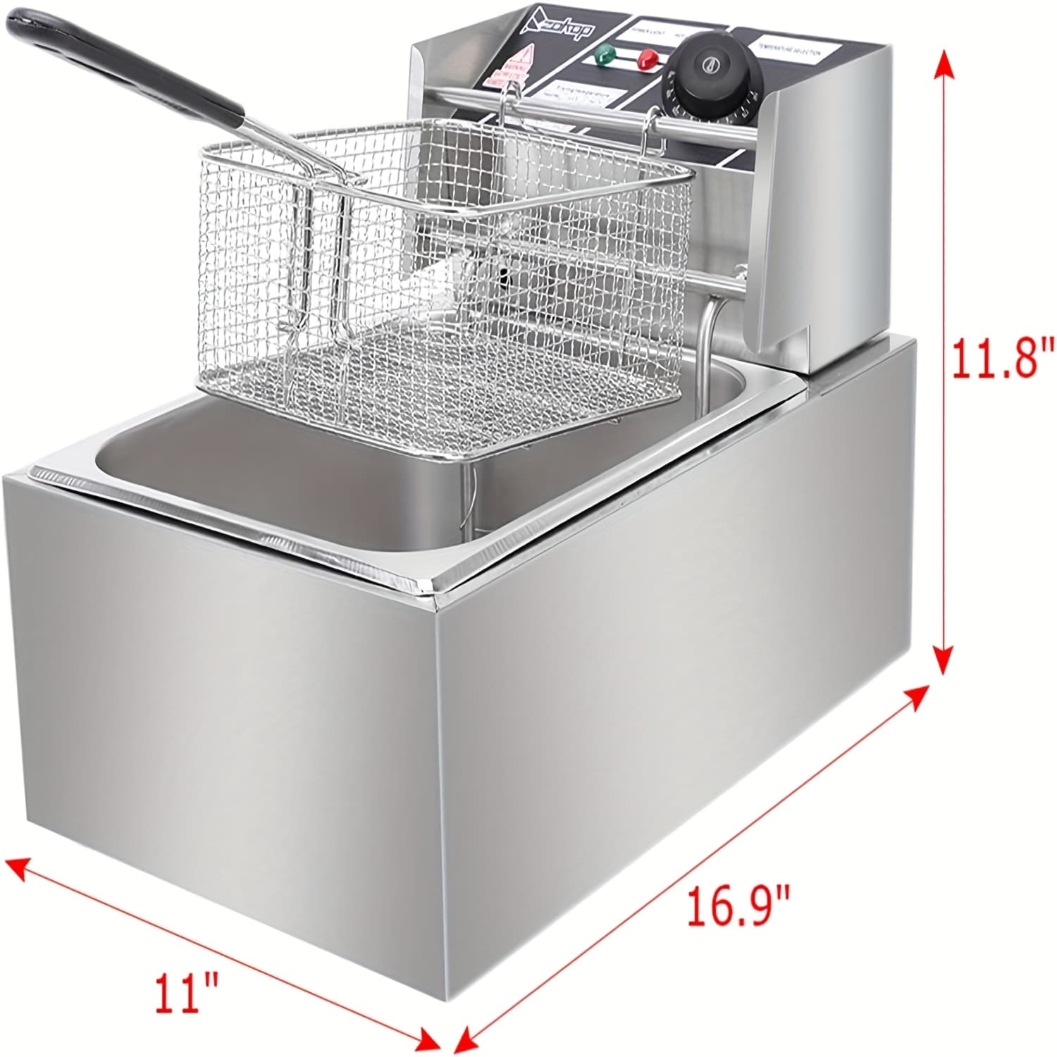 TEMU Frying Pan Featuring A Basket Lid, A 6-liter Stainless With Temperature Control For Countertops. The Frying Basket Includes A Handle To Avoid , And Prevent From Splattering