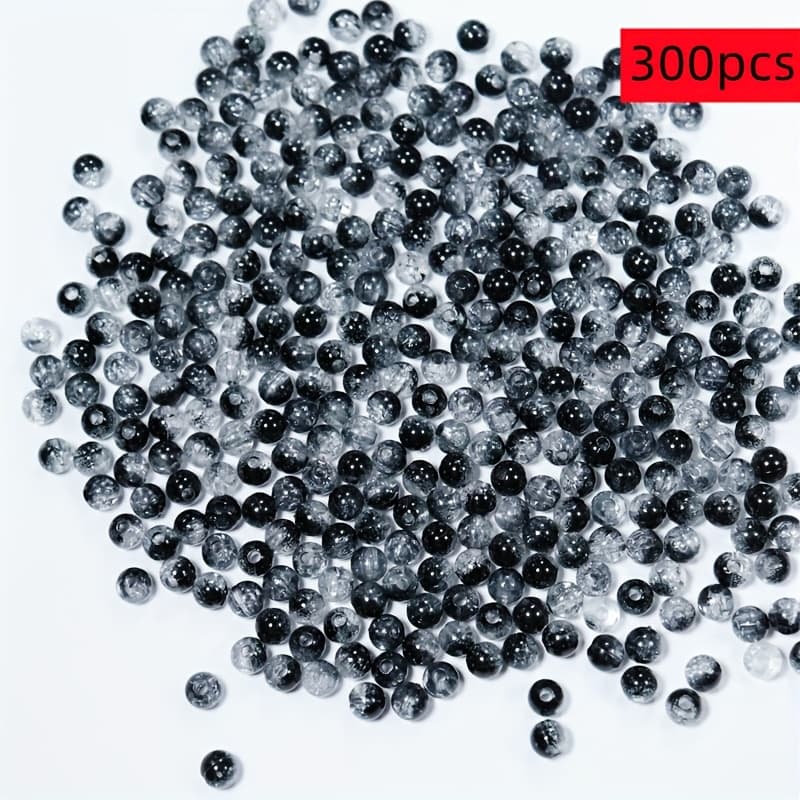 TEMU 300pcs Qywctz 6mm Cracked Beads - Marbled Smoky Small Beads Suitable For Bracelets, Necklaces, Rings, Phone Chains - Jewelry Making Supplies, Crafting Beads, Spacers, Friendship Bead Accessories