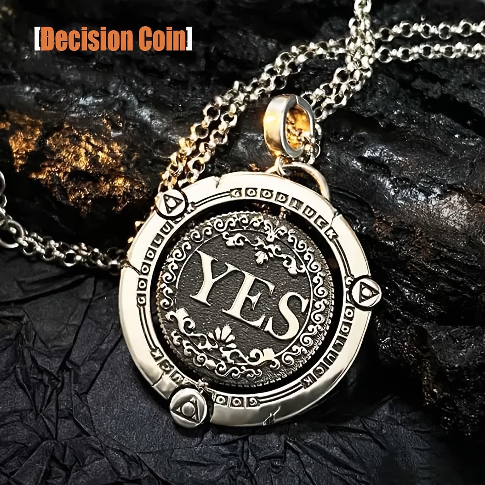 TEMU Spinner Necklace For Men Women, Rotatable Yes No Coin Pendant, Spinning Clock Necklace, Funny Jewelry, Birthday Anniversary Gift For , Punk Style Accessory