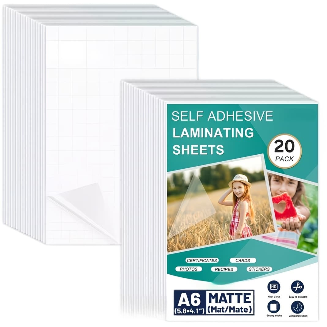 TEMU 20pcs (20 Sheets) Clear Vinyl Laminating Sheets Suitable For Stickers, Posters, Photos, Certificates - Self-sealing Laminate Sheets With Instant Adhesive Coating, No Glue Needed For,, Office Use