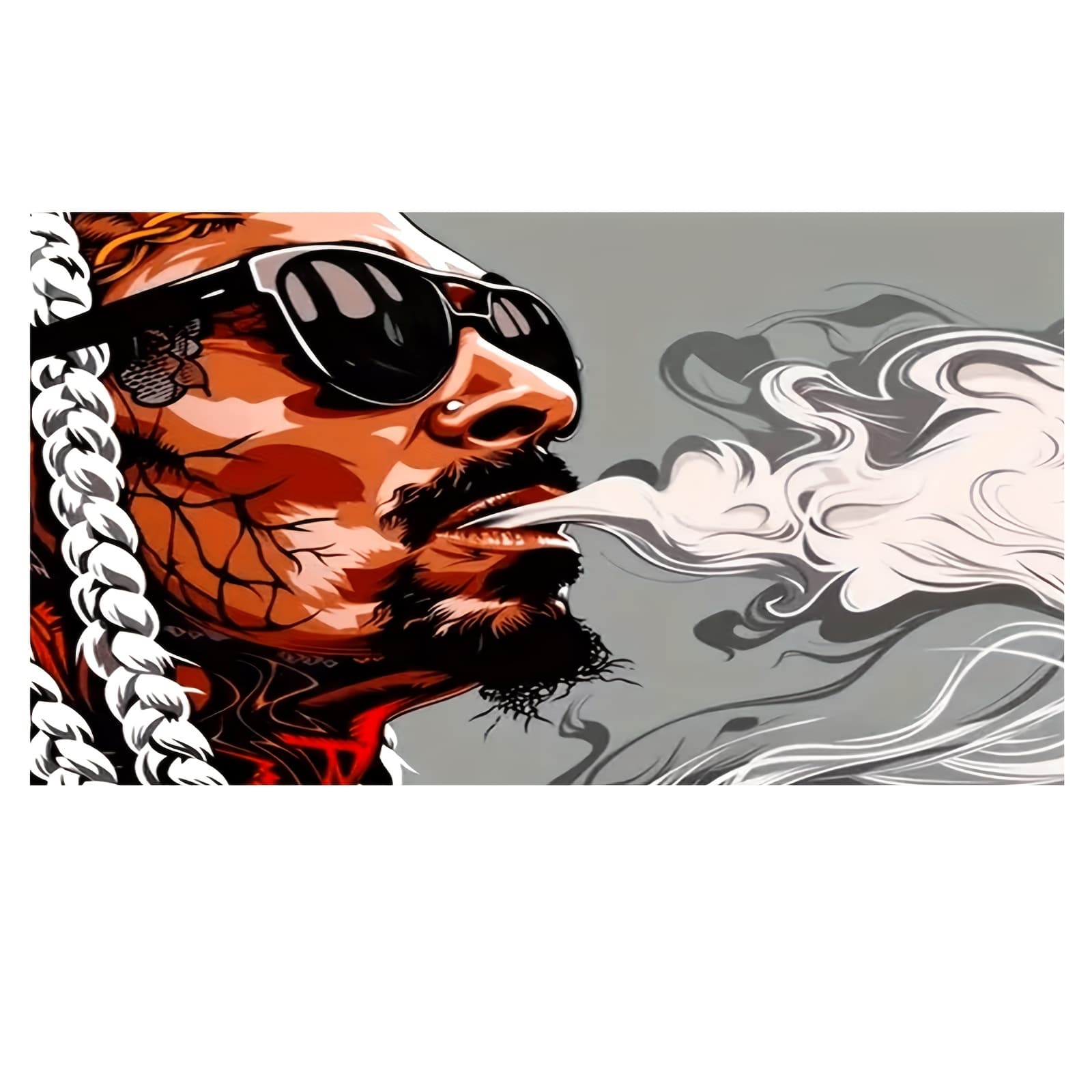 TEMU 2d Flat, 2d Flat, 12x18" Edgy Hip-hop Rapper Canvas Art Print - Frameless, Vibrant Decor With Fashion Glasses And Braided Hair Detail For Living Room, Bedroom, Office, Perfect For Room Decor