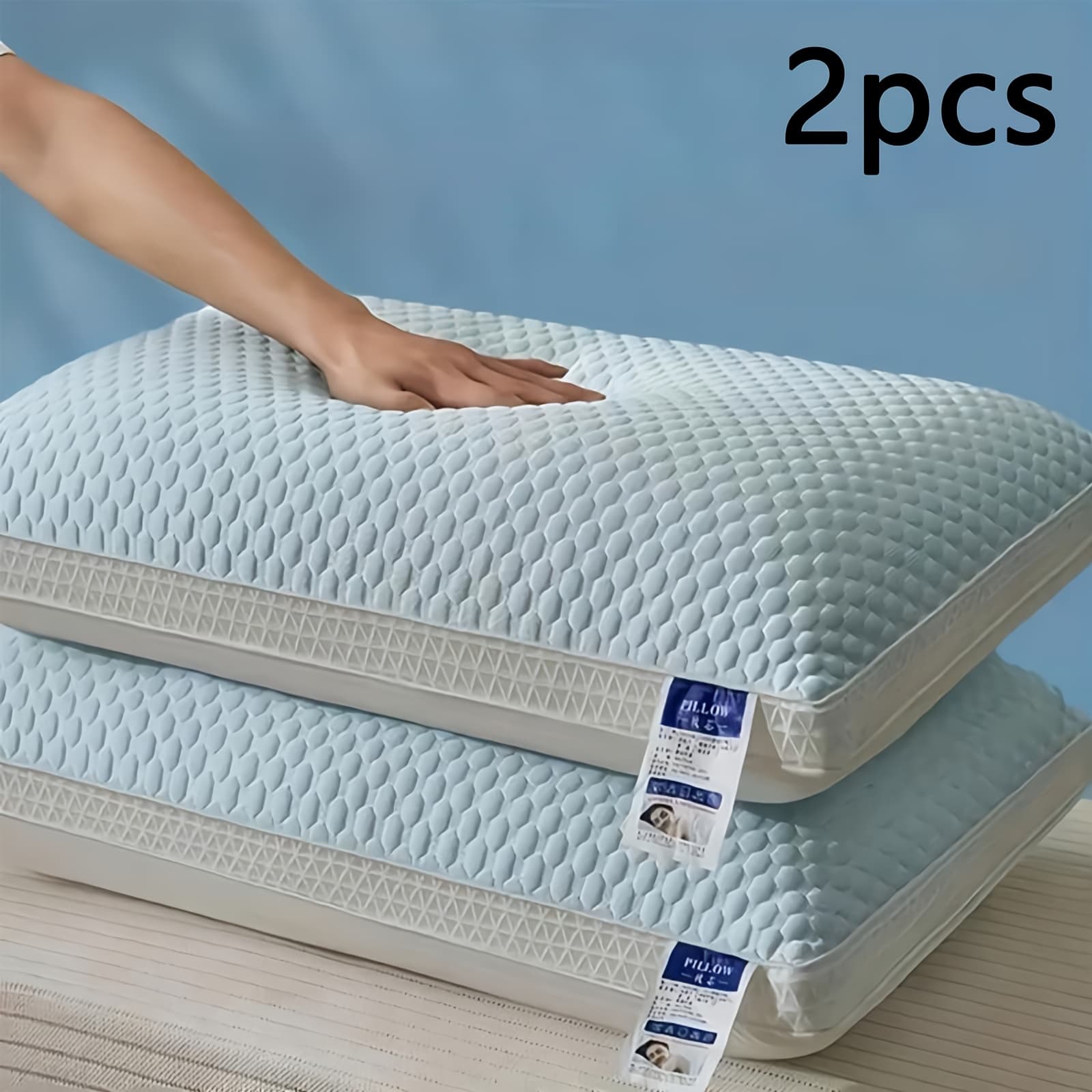 TEMU 2pcs Pillow Core, Cervical Spine Protection, Deep Sleep Pillow, Household Pillow, Moisture Absorption, Breathable, Bedding Pillow, Suitable For Living Room, Bedroom, Home Decoration
