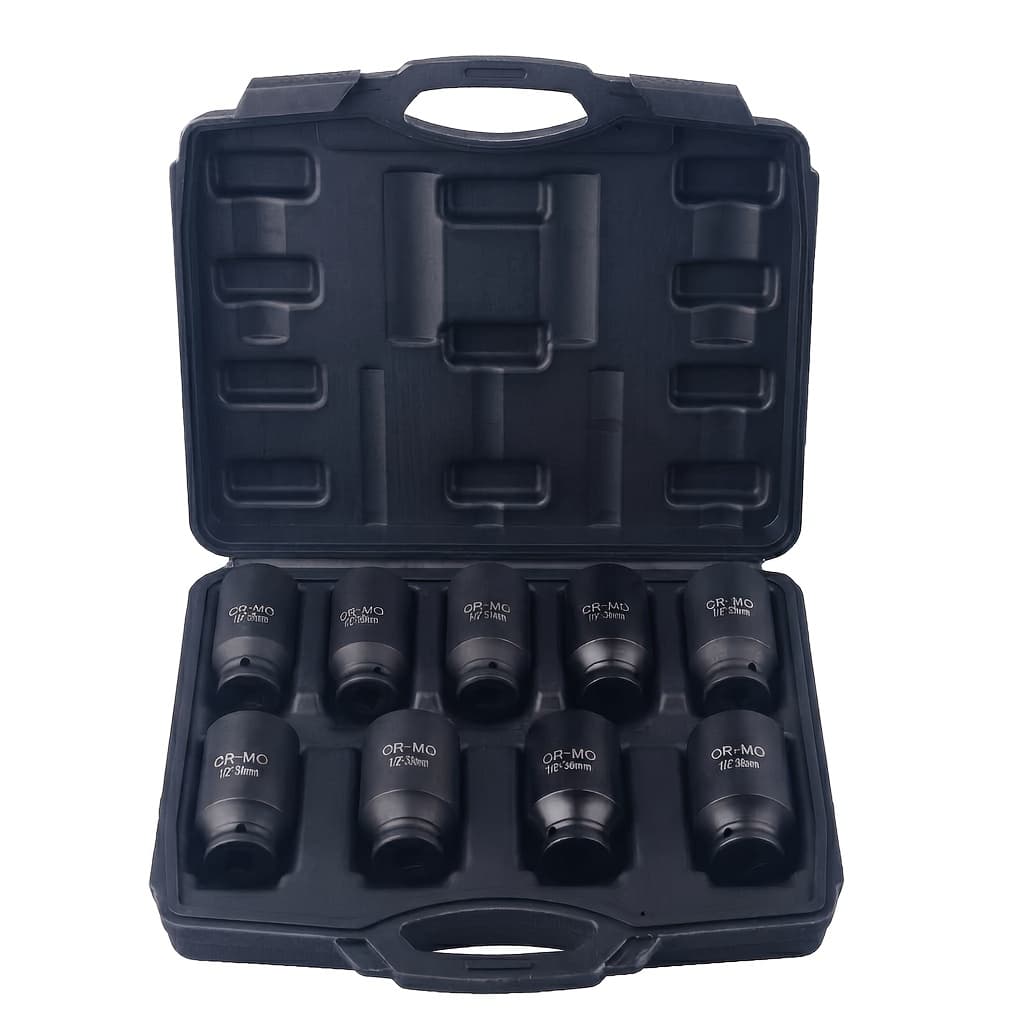 TEMU 9pcs Deep Impact Socket Set 1/2" Drive Metric Axle Nut Socket 29-38mm