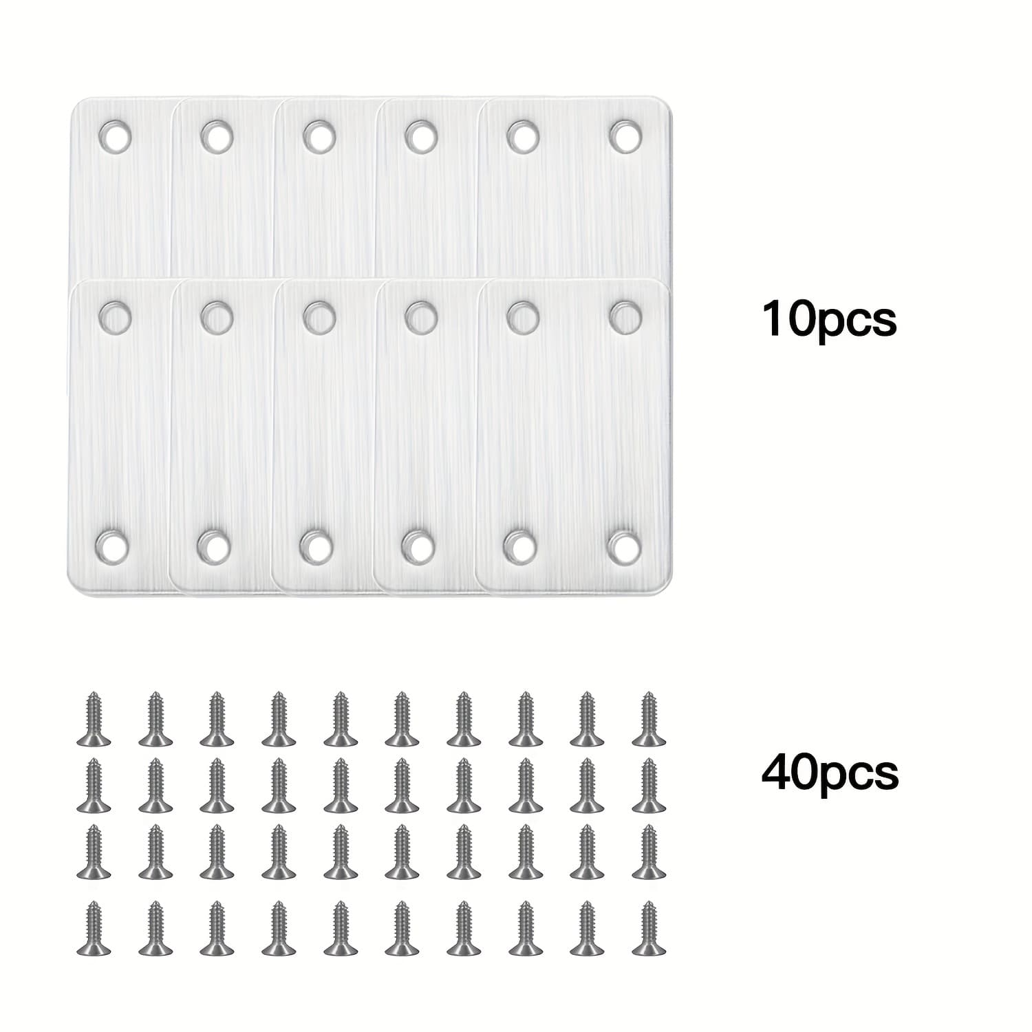 TEMU 50pcs Metal Flat Stand - Straight Piece With 4 Hole Fixed Angle, Straight Piece 4 Hole Fixed Angle Stand For Furniture, Wood, Shelves, Cabinets