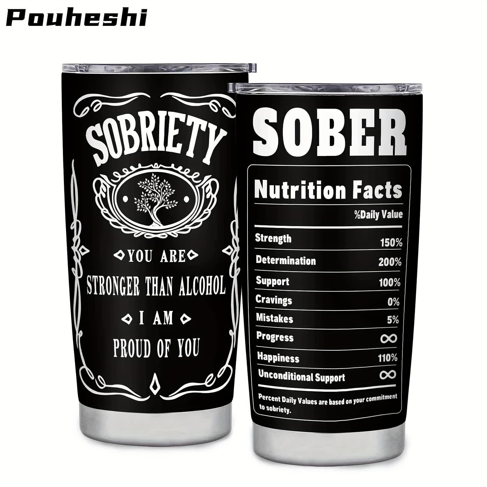 TEMU 20oz Stainless Steel Sober & Sober Motivational Tumbler - Bpa-free, Insulated, Shatterproof, Gift For Holidays & Everyday Use, Everyday Use Cup | Motivational Design | Stainless Steel Cup