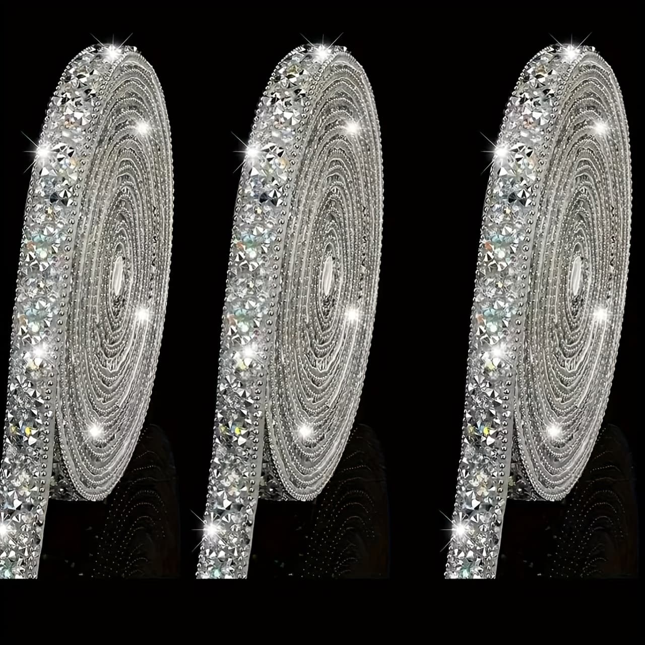 TEMU Set Of 3 Self-adhesive Resin Ribbons, Featuring Glittering , Perfect For Art And Craft Projects
