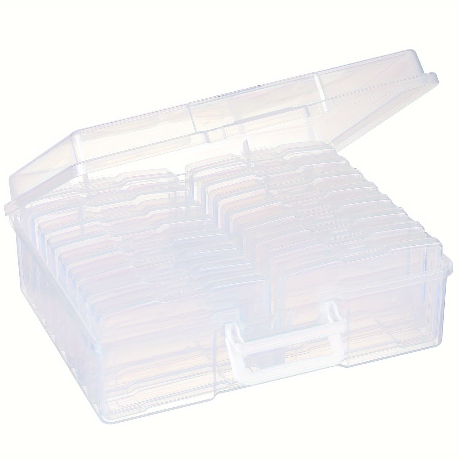 TEMU 4x6 Photo Storage Cases, 16 Inner Plastic Craft Storage Container, Acid- For Pictures, Crafts, Scrapbooking, Photo Keeper With Handle, Scrapbooking Storage