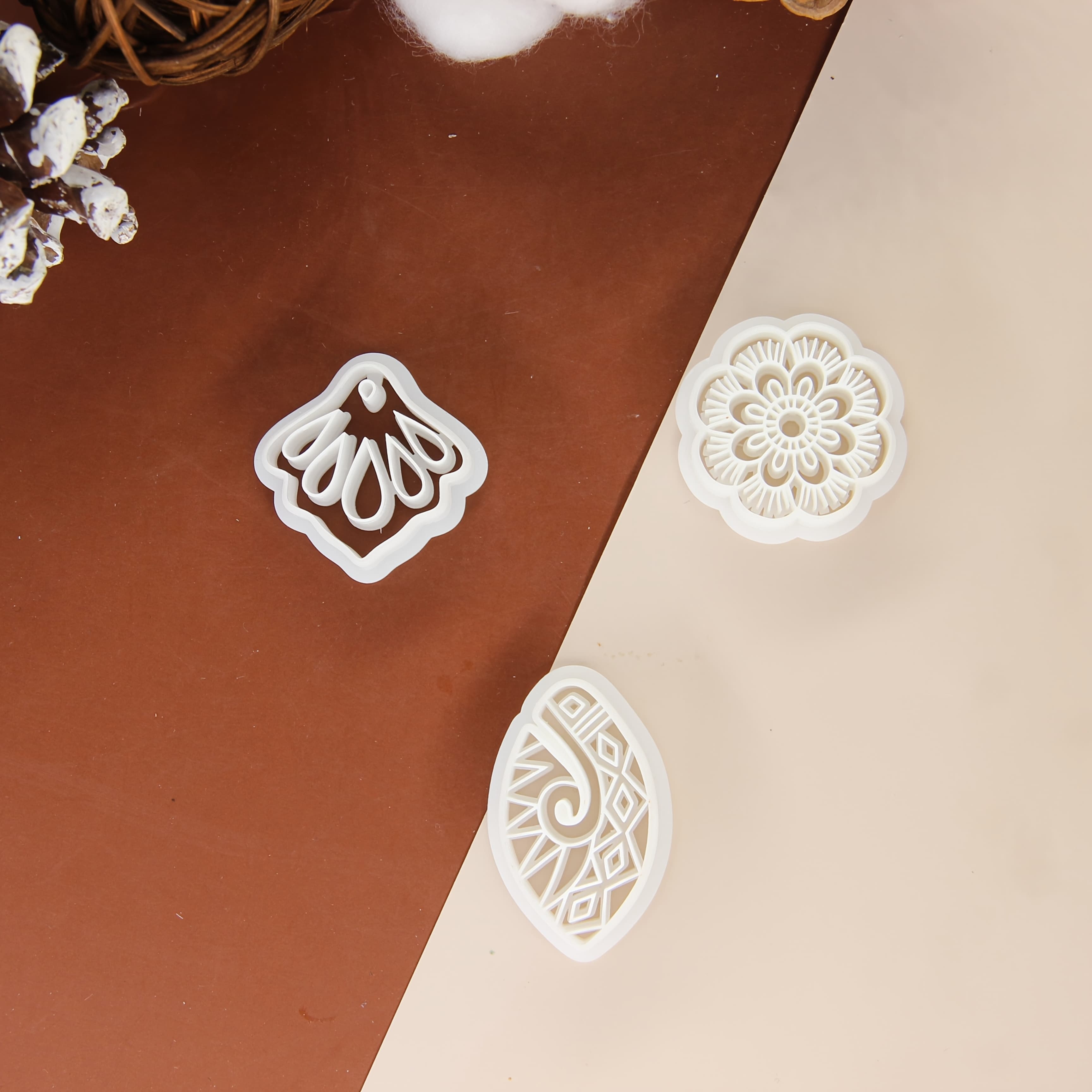TEMU Set Of 3 Flower-shaped Polymer Clay Cutters, Oval Cutters For Crafting Earrings, Decorative Clay Cutters For Earrings, Uniquely Shaped Polymer Clay Jewelry Cutters, Jewelry Crafting Kit