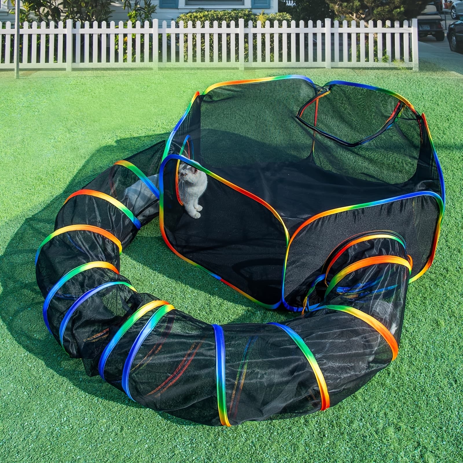 TEMU Collapsible Cat Tunnel, Interactive Play Tube For Cats, Pet-friendly Polyester Material, Interactive Indoor Pet For Cats, Indoor/outdoor Fun For Cats, Multi-season Use Christmas Gift