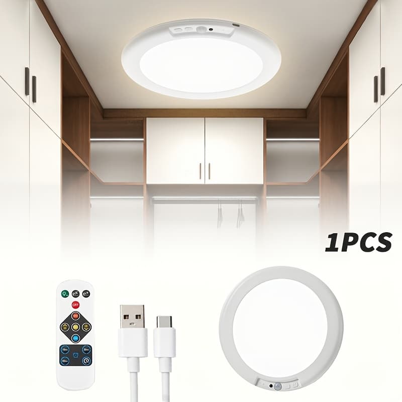 TEMU Rechargeable Ceiling Light (packs Of 1/2/4/8) Motion-sensing : Lights Up Instantly Detection; Magnetic, Installation Design; Features Multi-level Dimming And Adjustable Color Temperature.-