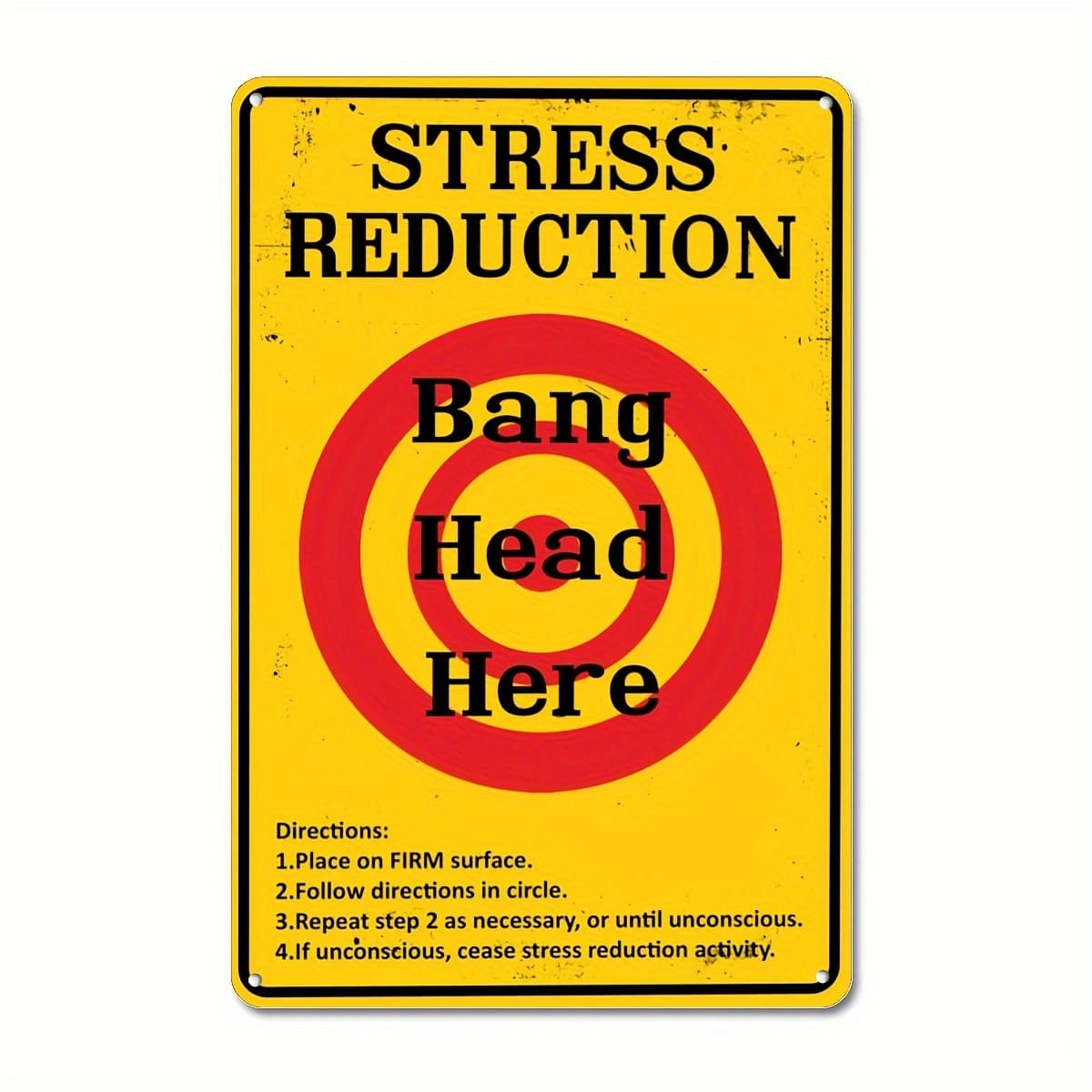 TEMU 2d Flat, 1pc Humorous "bang Head Here" Aluminum Sign - 8x12 Inch Vintage Wall Art With Rustic Design | Durable Metal Decor For Relax, 2d Flat
