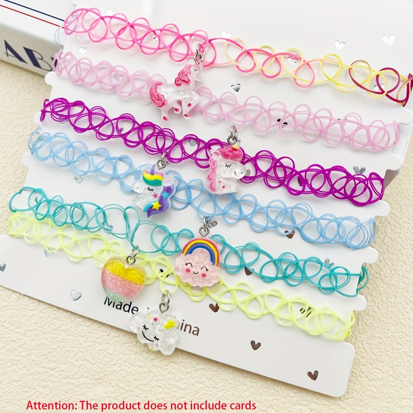 TEMU 6pcs/set Cute Pendant Choker Necklace Elastic Choker Necklace Unicorn Summer Theme