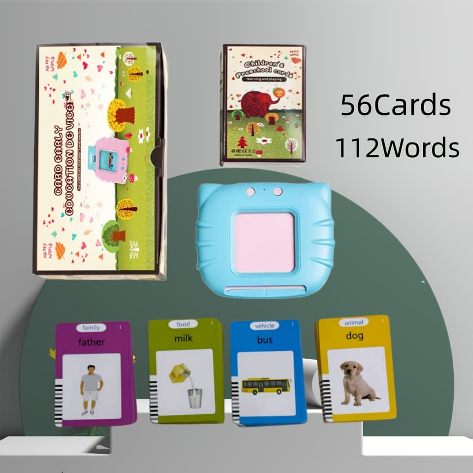 TEMU English Speaking Cards, Bilingual Learning Toys, Containing 56 Cards With 112 Visual Words, 112 Cards With 224 Visual Words, Blue And Pink Children's Sensory Education Festival/birthday Gifts