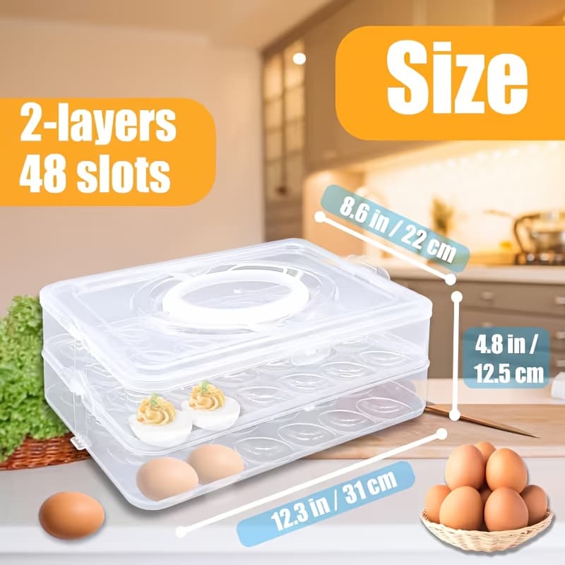 TEMU 48-cell Large-capacity Devil Egg Storage Box | Durable And Portable Plastic Egg Rack With Lid, Stackable, Suitable For Refrigerator, Parties, Picnics, Camping, Thanksgiving, Easter, Weddings