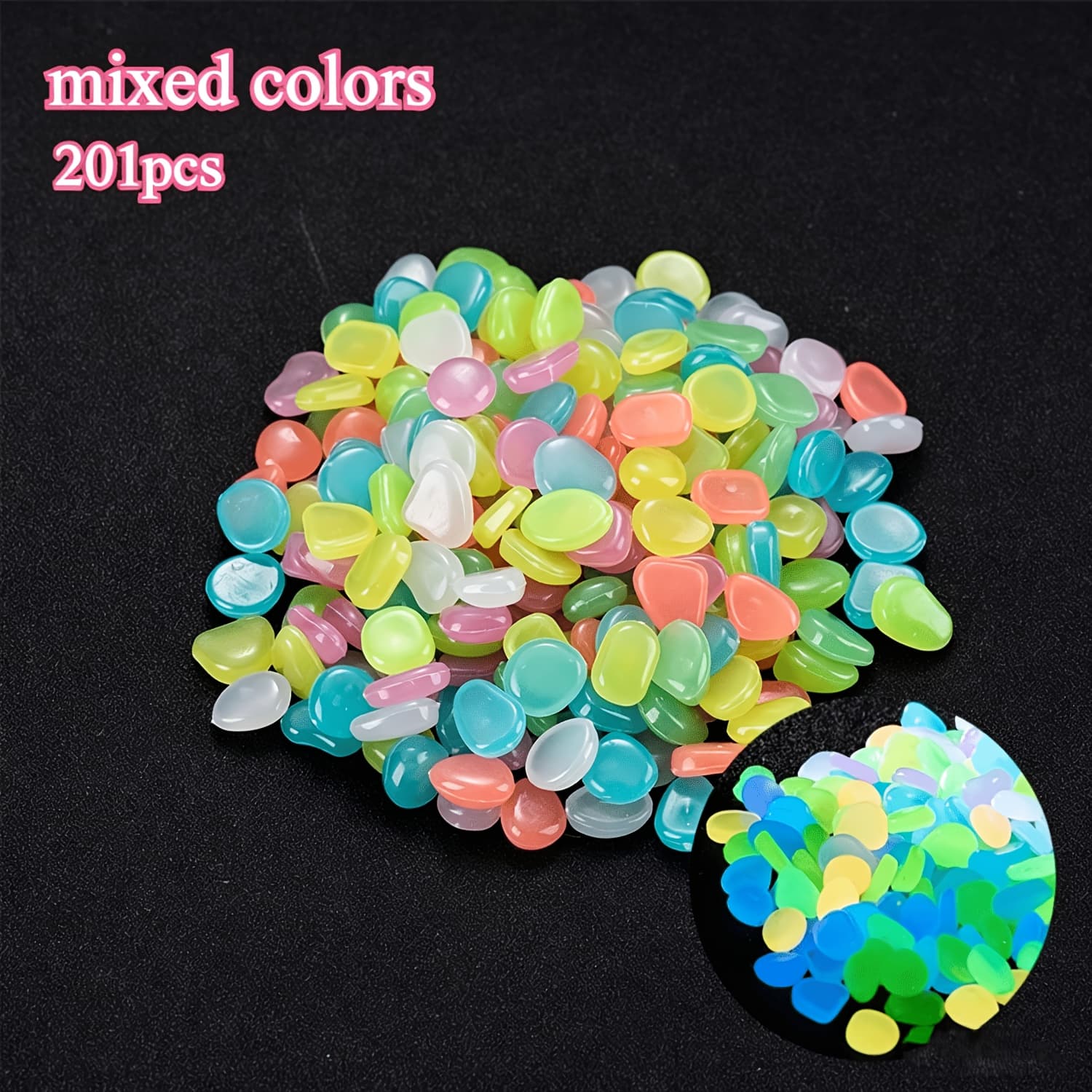 TEMU 201large Glow Stones - -blue Fluorescent Garden, Pond, And Aquarium Decor - Weatherproof Resin Material For Courtyards, , And Fish Tanks - Long-lasting Indoor/outdoor Glow For And