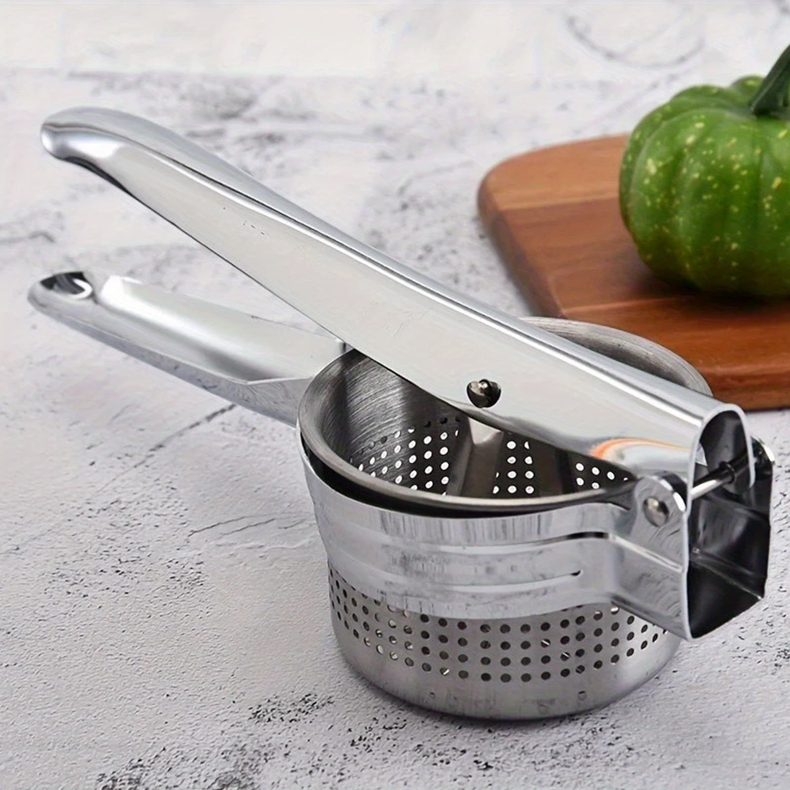 TEMU Commercial-grade Stainless Steel Potato Ricer | Effortlessly Press Garlic, Mash Potatoes & Juice Foods - Rv Kitchen Stove Accessory