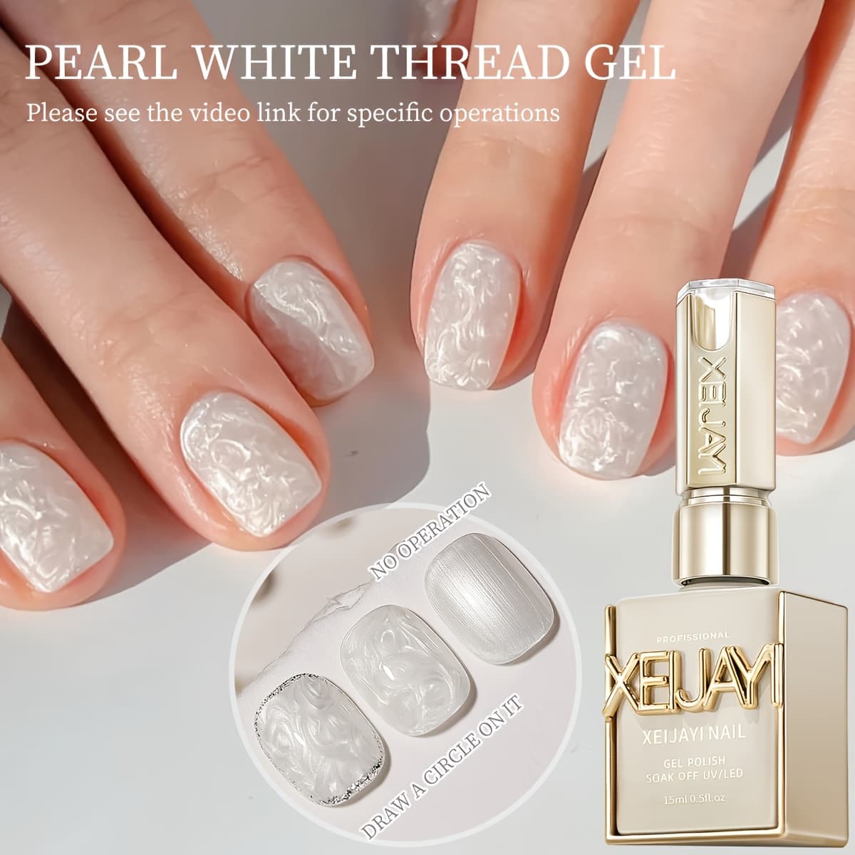 TEMU Xelayl White Textured Gel For Nail Polish – High , Polarization, Mother Of , Ideal For Salon-quality Home , For Nail Art Gift
