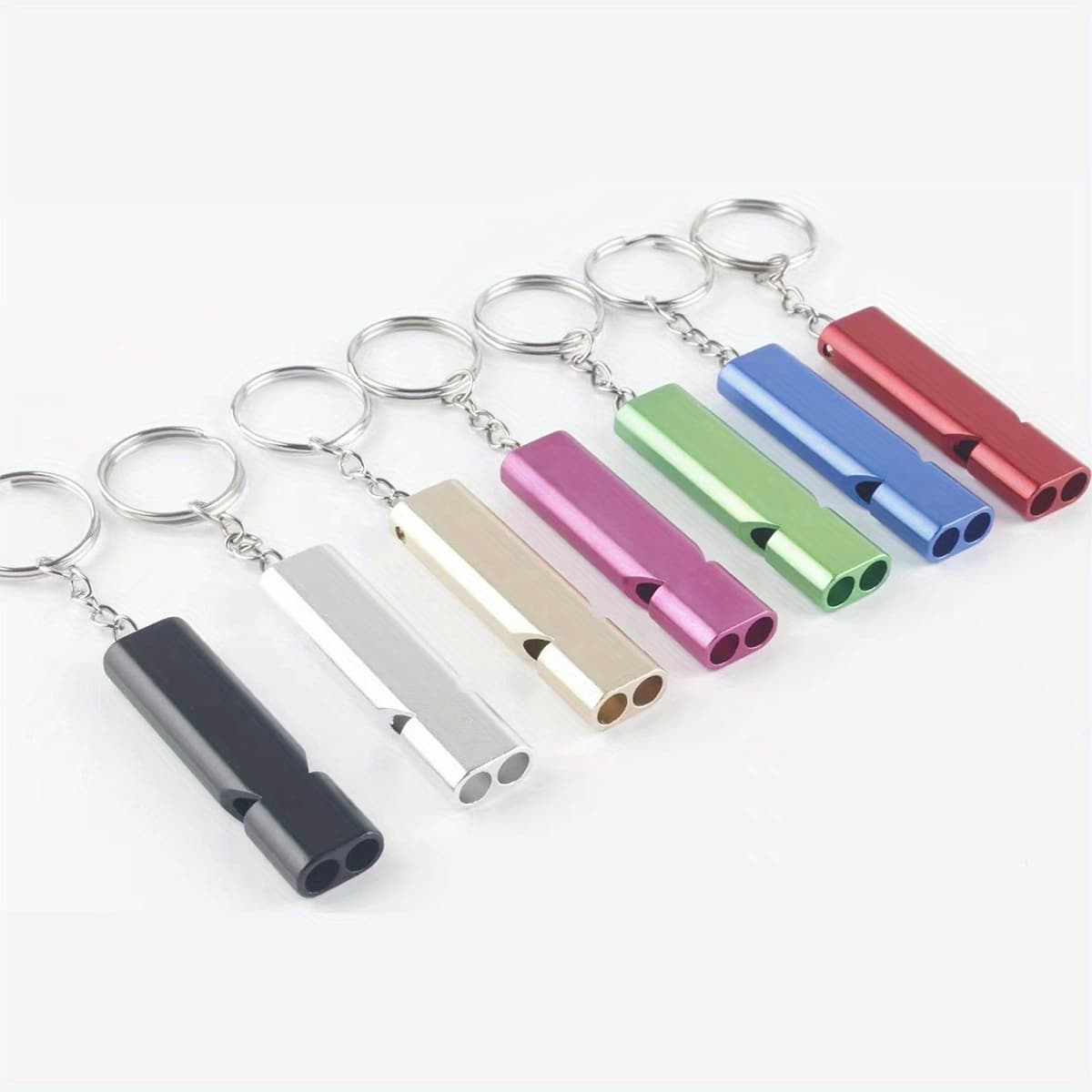 TEMU 5pcs Aluminum Alloy Dual-frequency Survival Whistle, Dual-tube Outdoor Survival Whistle, Dual-tube High-frequency Metal Outdoor Survival Whistle, Pet Dog Training Whistle（random Color）
