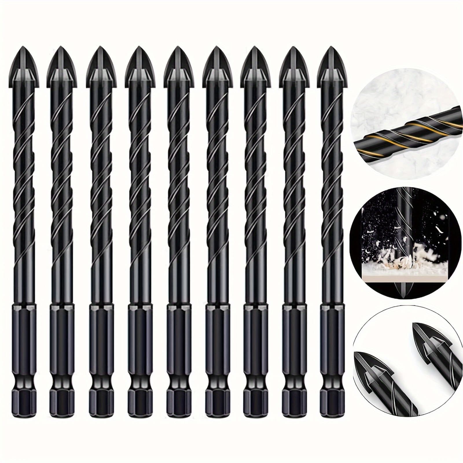 TEMU 40pcs 6mm Tile Porcelain Drill Bit Marble Ceramic Glass Brick Shank Hex