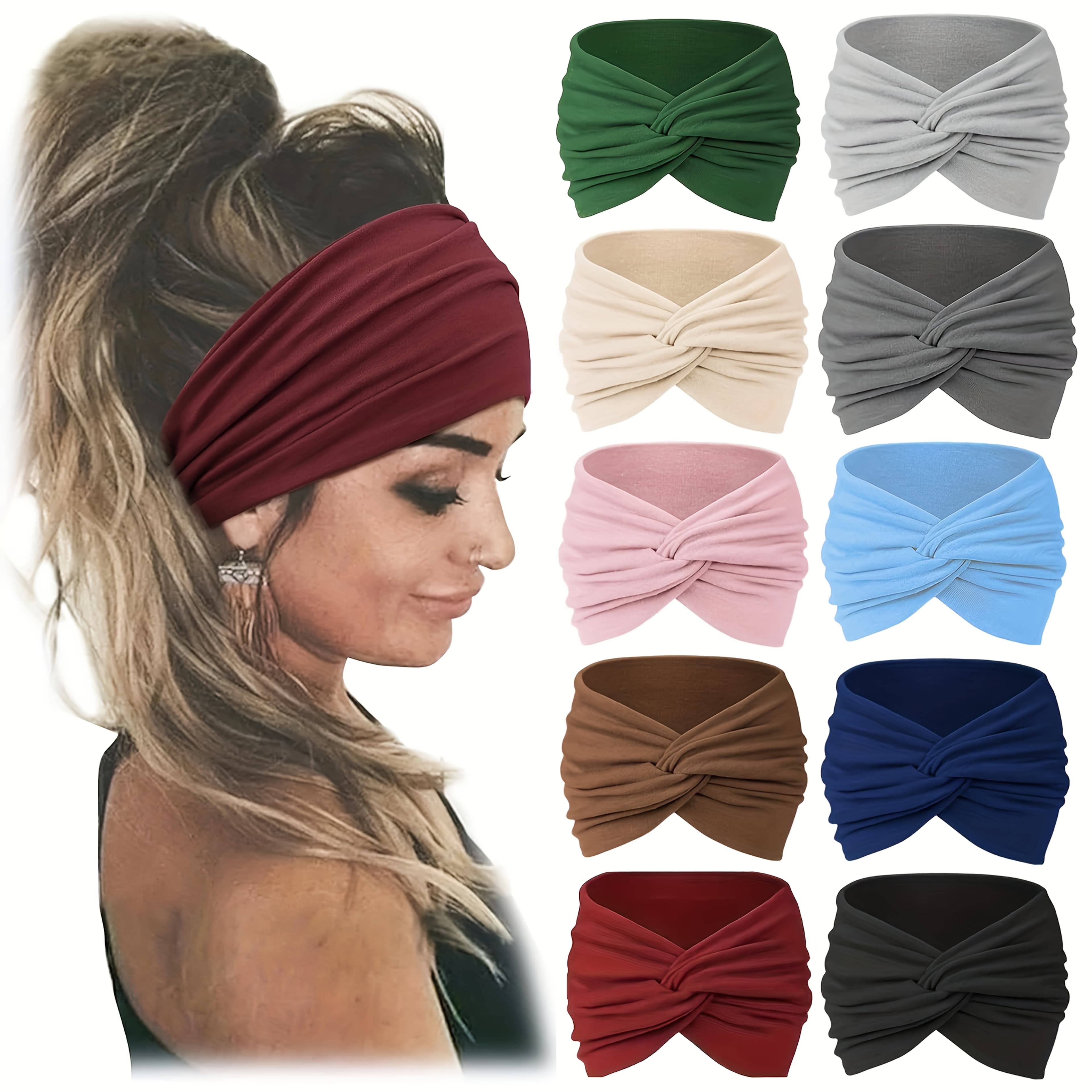 TEMU 10pcs African Wide Hair Wrap, Headbands For Women, Extra Turban Head Bands For Lady, Large Sport Workout Stretch Non-slip Big Hair Bands, Christmas Halloween Thanksgiving Gifts