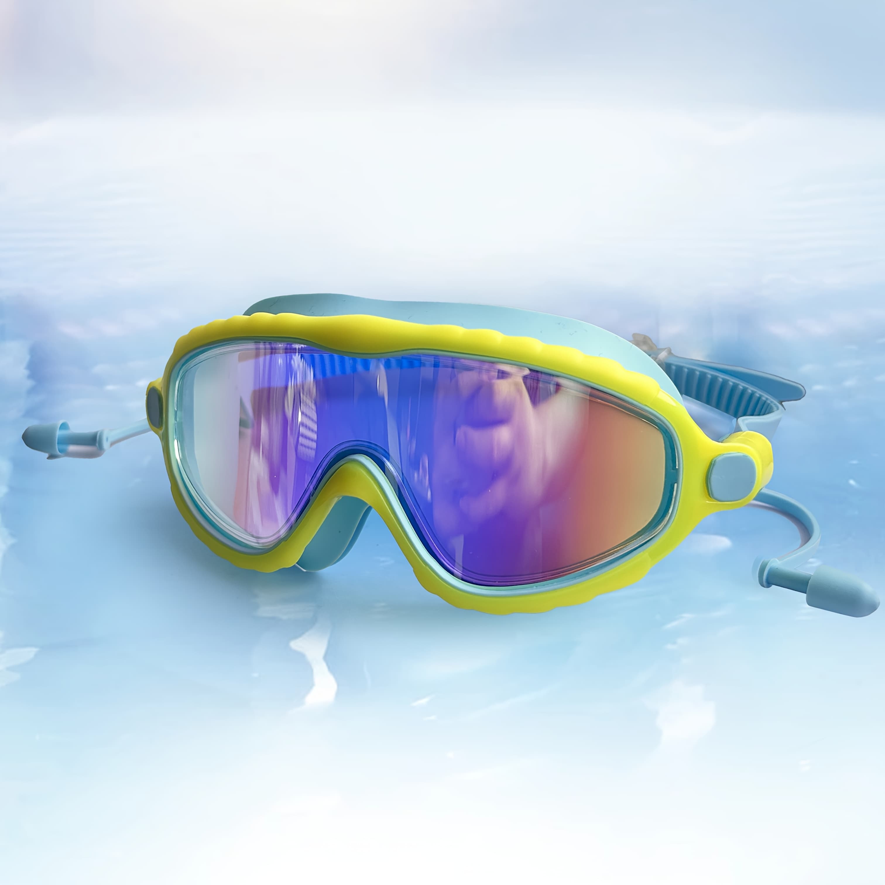 TEMU A Big Swimming Mirror For Kids, Designed 3 To 14, Waterproof And Leak-resistant. It Features A Large Lens And Integrated Earplugs, Making It Perfect For Swimming. An Ideal Gift For Holidays