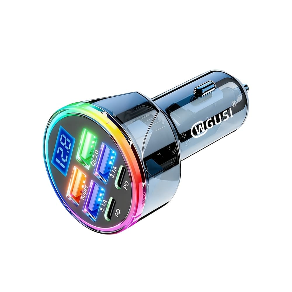 TEMU Latest 2024 Model 6-in-1 Usb-c Car Charger, 2pd+4usb-a Ports, Voltage Display, Super Fast Charging Compatible With Iphone Phones