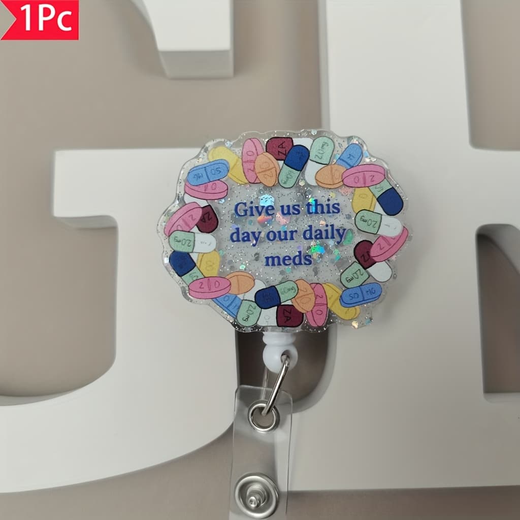 TEMU 2d 1pc "colorful Sparkle Powder Box With Pull-top - A Fun For " A Shiny And Stretchable Badge As A Gift For Nurses, Doctors, Medical Workers, Office Workers, Etc.