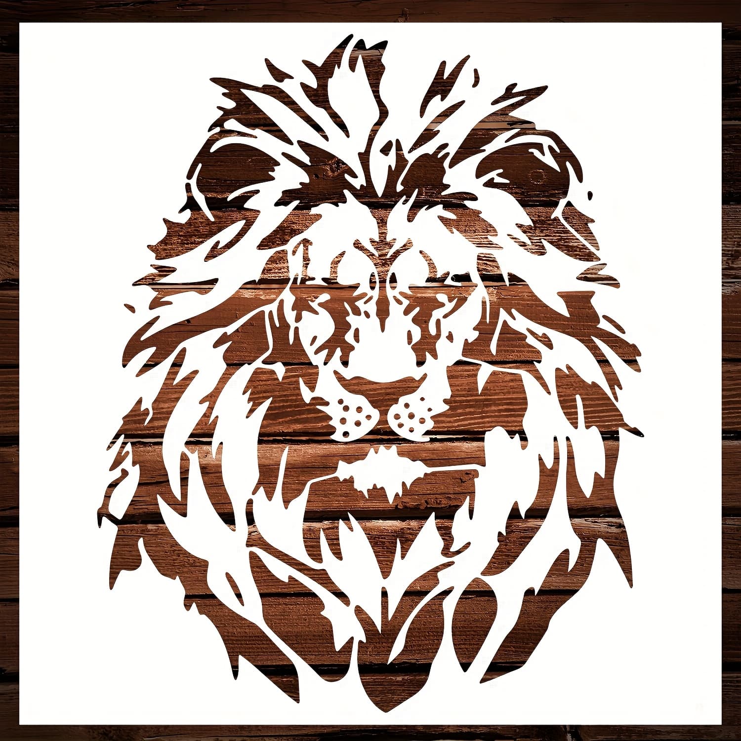 TEMU Lion Stencil Reusable 11.8*11.8 Inches For Painting With Paint Brush Drawing Templates For Crafts Wall Art Furniture Canvas