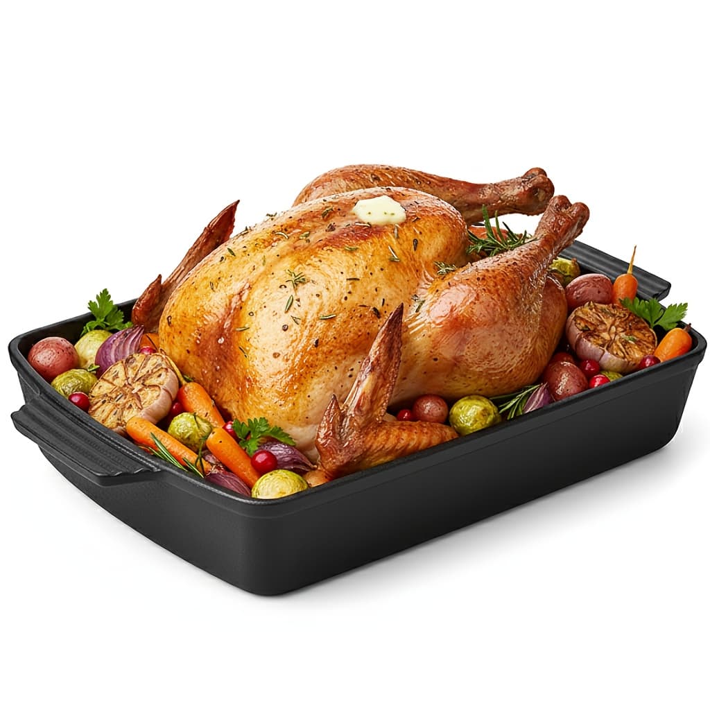 TEMU 2-in-1 Pre Cast Iron Dutch Oven, Casserole Dish, Rectangular Baking Pan
