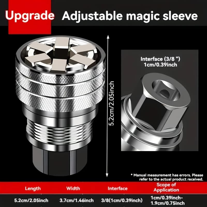 TEMU 2pcs Universal Adjustable Socket Wrench For Standard Metric 10-19mm, 3/8"-3/4" Ratchet Wrenches, Adjustable Drive Socket Wrench Socket For 3/8" Drive Ratchet And Electric Drills