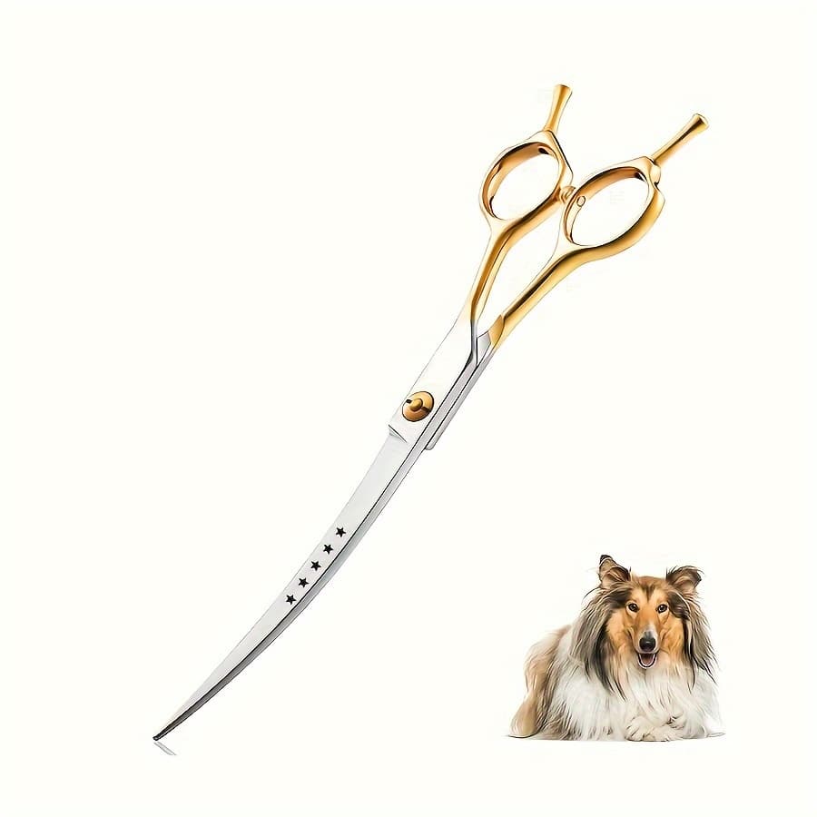 TEMU 7.5" Curved Dog Grooming Scissors, Cats Grooming Shears Pets Trimming Kit For Right Handed , Sharp, Comfortable, Light-weight