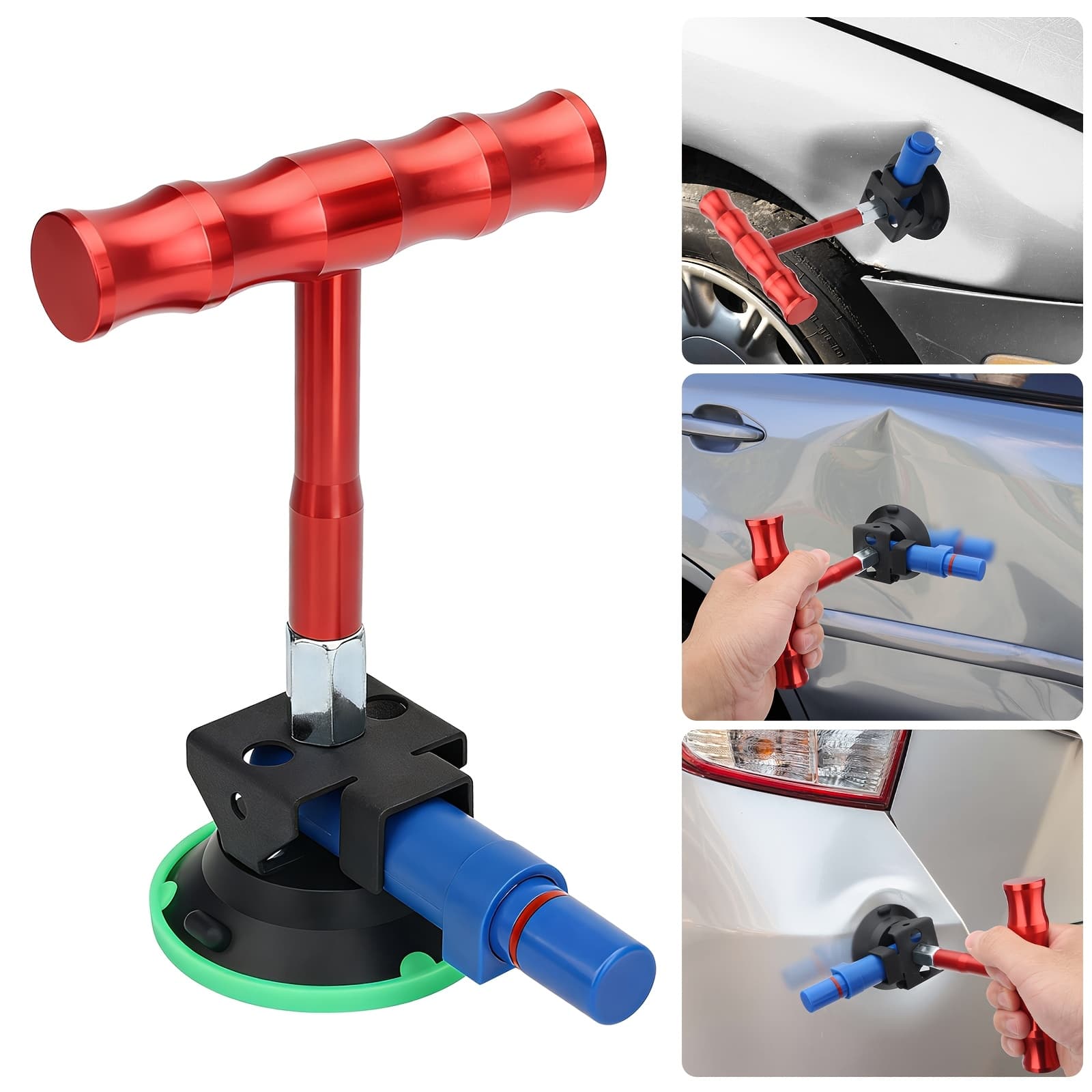 TEMU Paintless Dent Removal Suction Cup Tool, T-shaped Handheld Puller For Car Body Dent Repair, Door Dents & Hail Damage Without Scratching Paint, Essential For Auto Detailing & Restoration