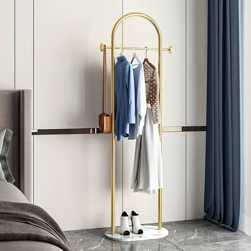 TEMU 1pc Clothing Rack Marble Base Metal Modern Coat Rack Stand Clothes Rack Stand For Bedroom Standing Garment Rack Heavy Duty Coat Hanger Rack Stand For Bag, Hat, Scarf, Jacket thumbnail 2