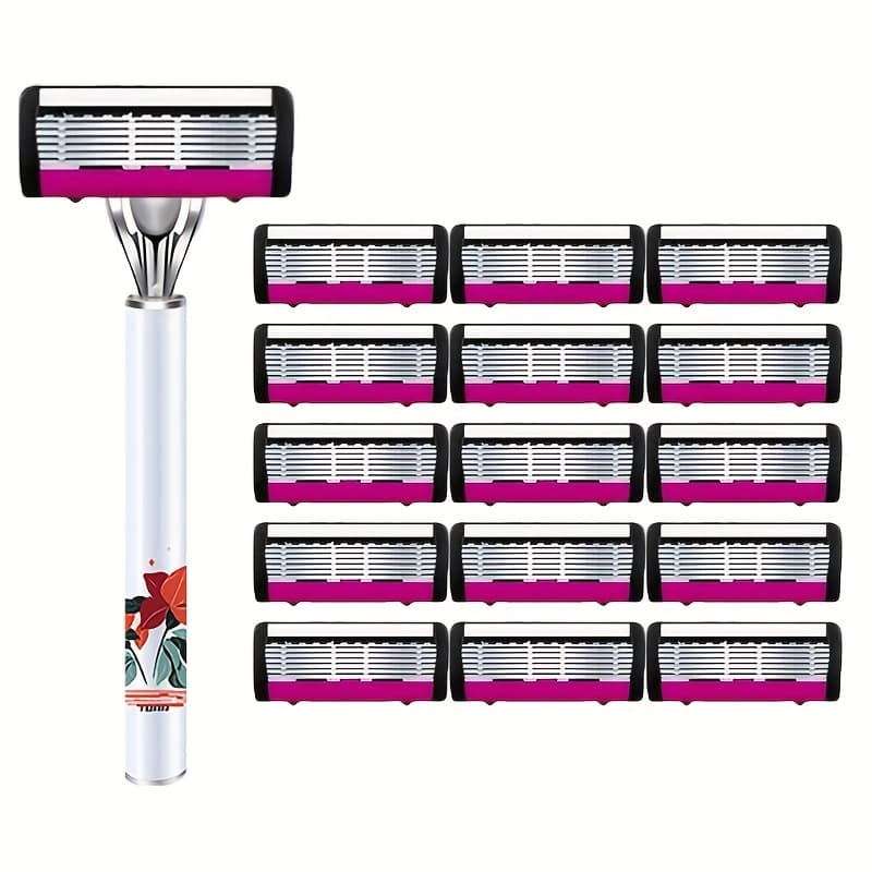 TEMU Women's Manual Handle Razor, 6-layer Blade, Sharp And Smooth, Smooth And Safe, Comfortable Shaving, Non-slip Handle, Women' Shaving Essential
