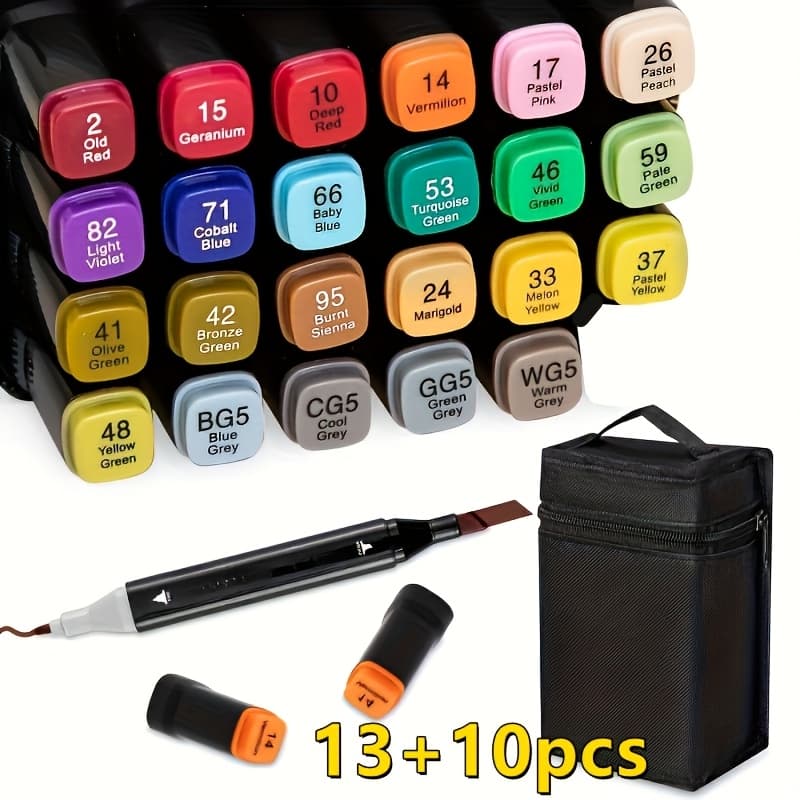 TEMU 4/23/40/60/108pcs Art Marker Set With Tips, Permanent Art Markers For Books, Painting, Card Making, Coloring, Illustration, Sketching, Christmas Gift For Adults