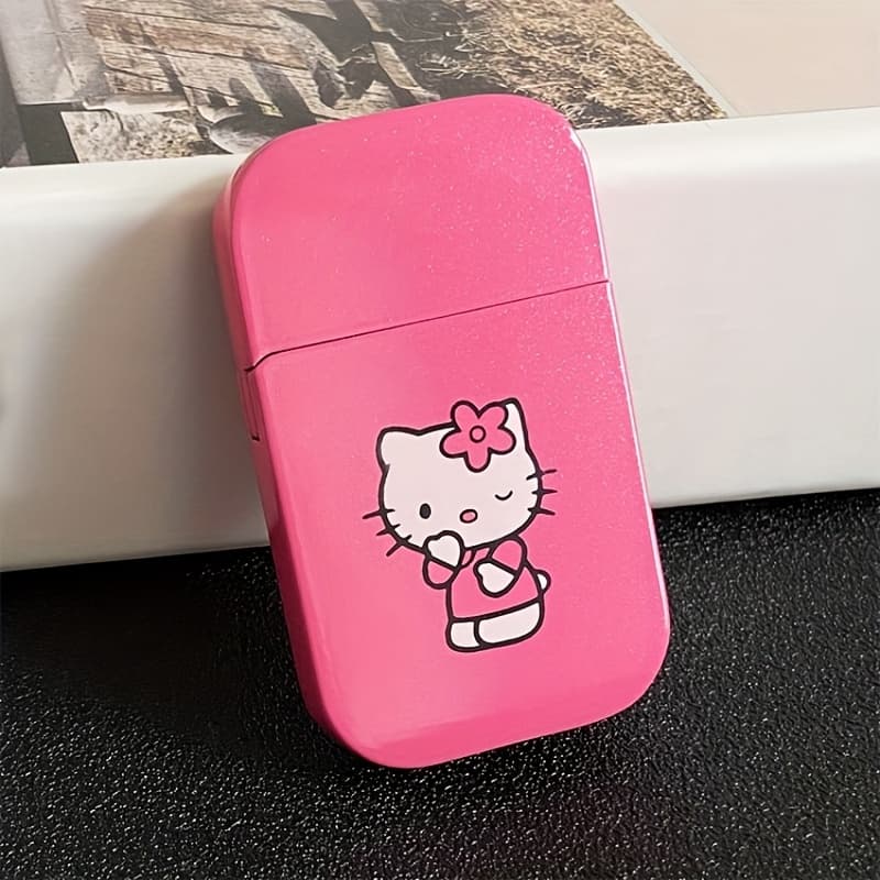 TEMU (no Butane Gas)hello Kitty Cute Lighter, Flame Windproof Torch Flame Lighter, Portable Cartoon Lighter, Suit For Gift