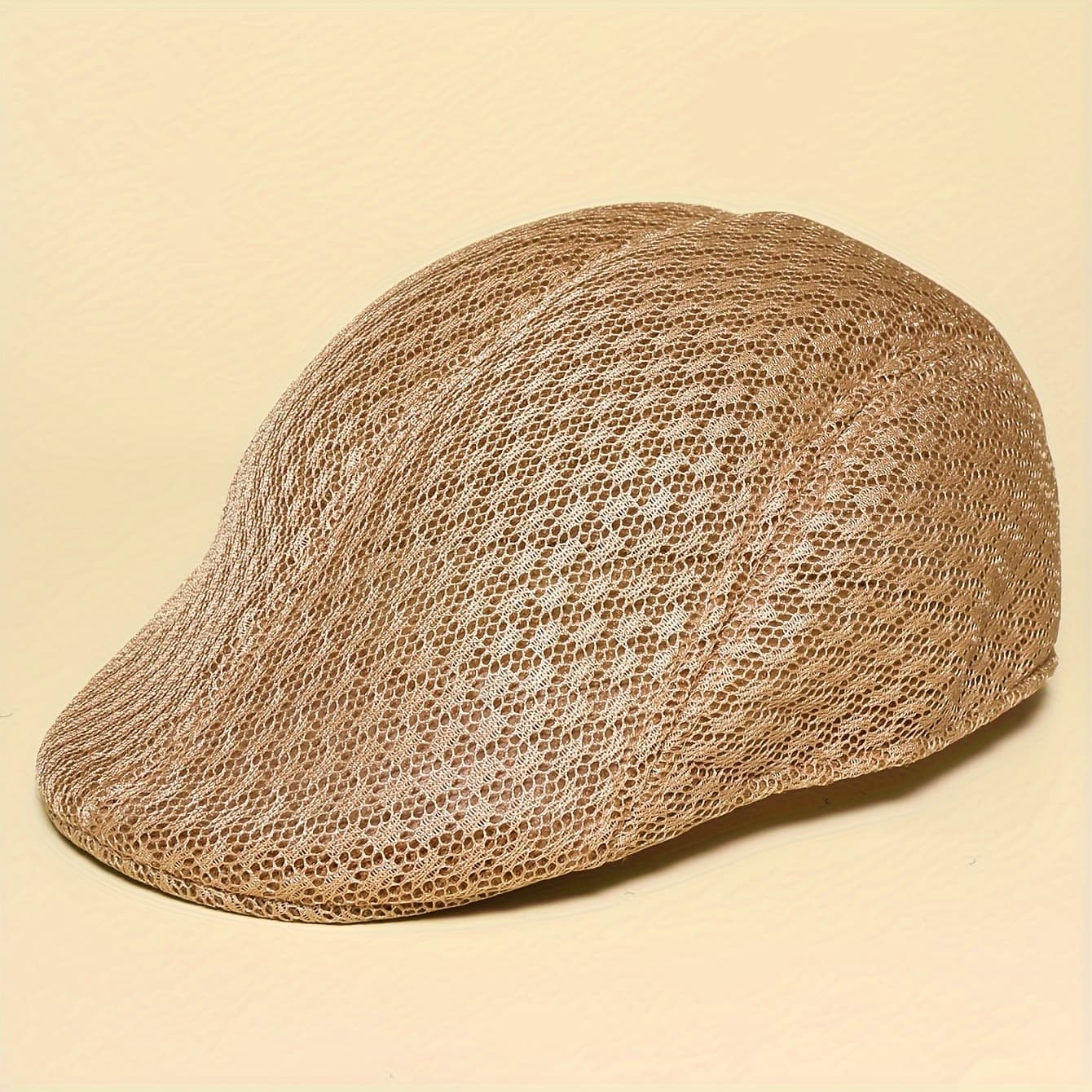 TEMU Korean Version Of Simple Solid Color Hollow Breathable Mesh Light Plate Hat Outdoor Shade Retro Painter Hat