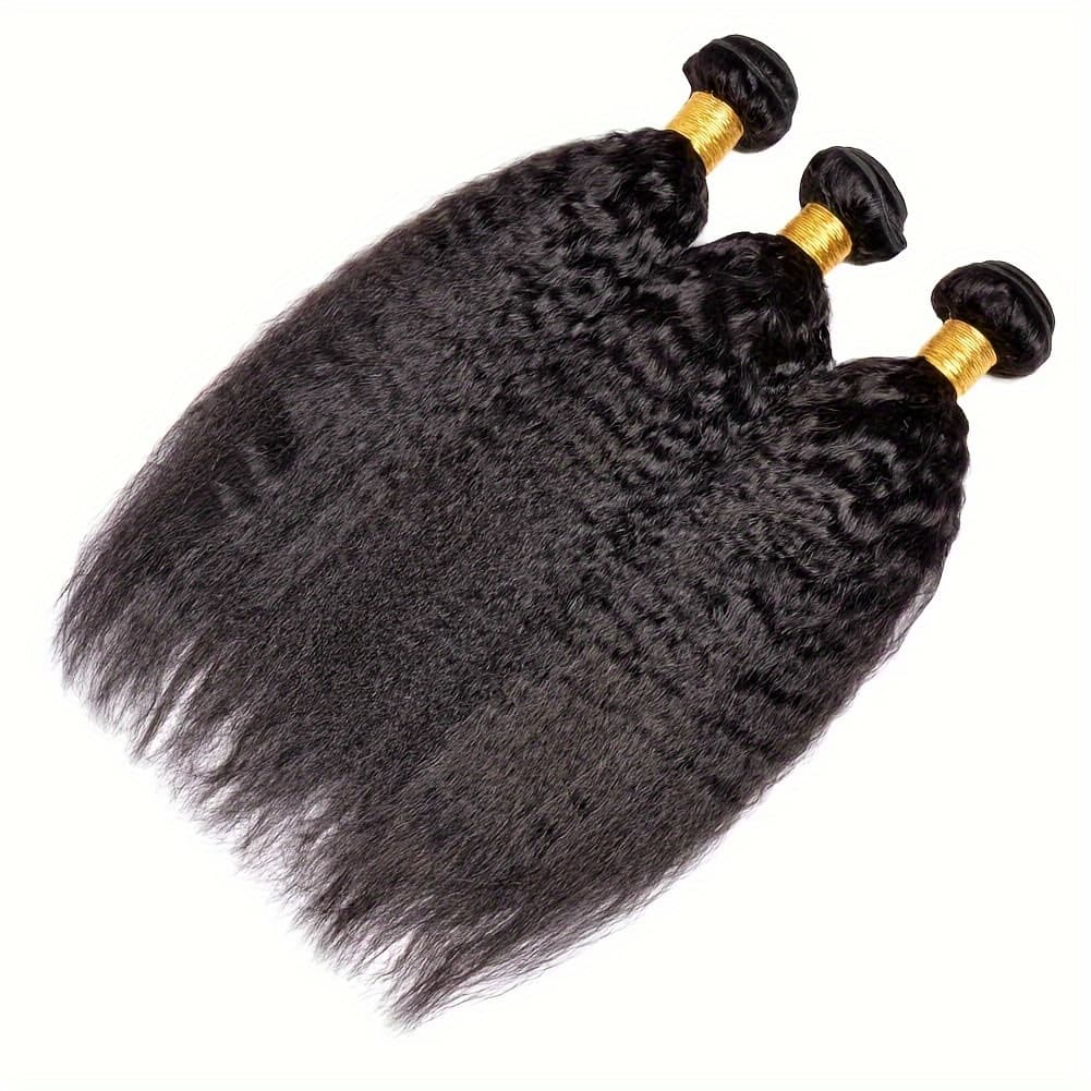 TEMU 1 Bundle Brazilian Human Hair Extensions Suitable For - Kinky Straight Kinky Straight Bundles, Natural Black 10a Hair, 12 Inch Lengths For Dreadlocks & Twists, Volume & Density Hair Add-ons