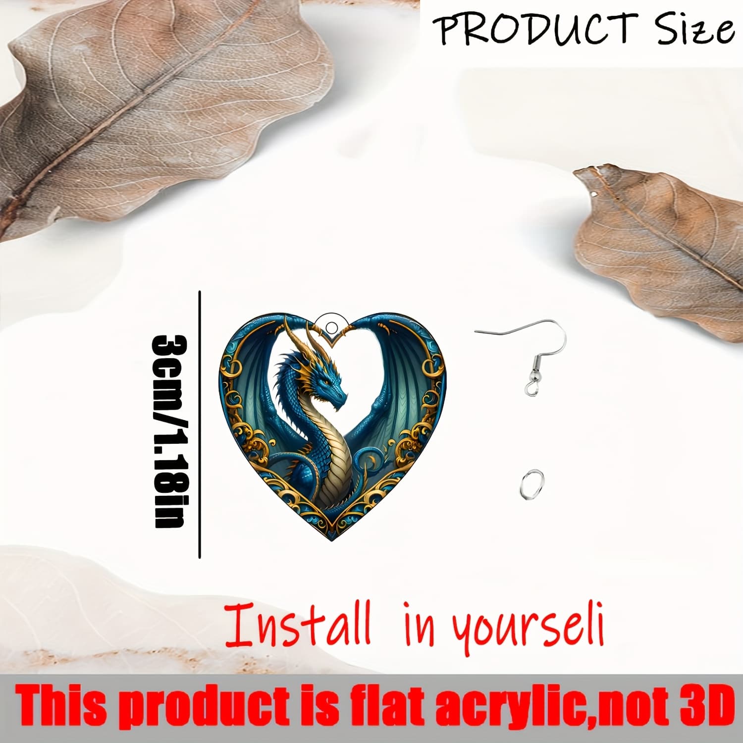 TEMU -shaped Dragon Dangle Earrings Suitable For - Lightweight Acrylic Dragon Pods & Stainless Steel Ear Wires, Retro For Valentine's Day, Daily Wear & Themed Events | Cute Dragon Earrings