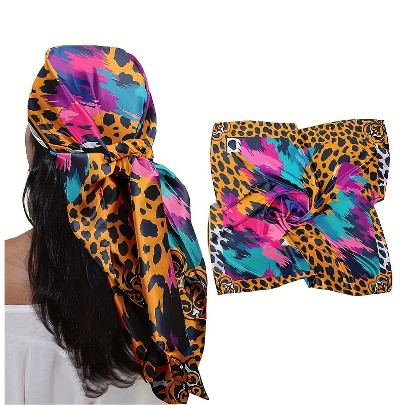 TEMU 2d Flat Outdoor Multi-functional Headwear, Leopard -blocking Headscarf, , Shopping, Dating, Gathering, Outdoor Play, Seaside Vacation, , Fashionable And , Fashion Additions,
