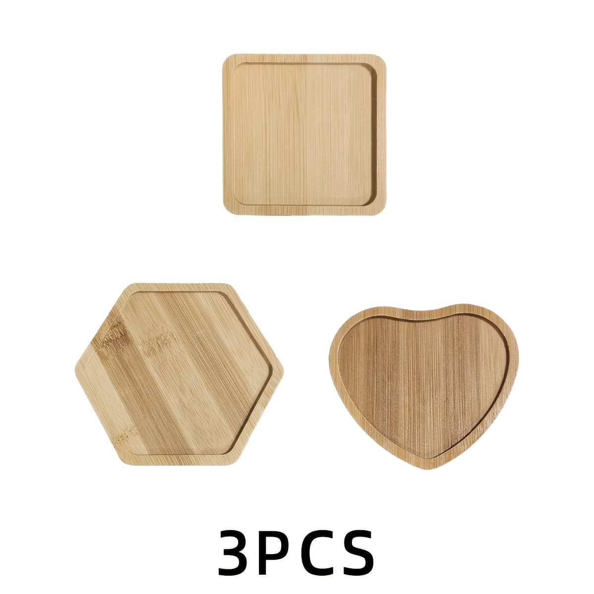 TEMU 3pcs Mosaic Set, Including Heart-shaped, Hexagonal, And Square Wooden Blocks, Tools And Supplies For Making Mosaic Wall Tiles - (1hearts + 1hexagons + 1squares)