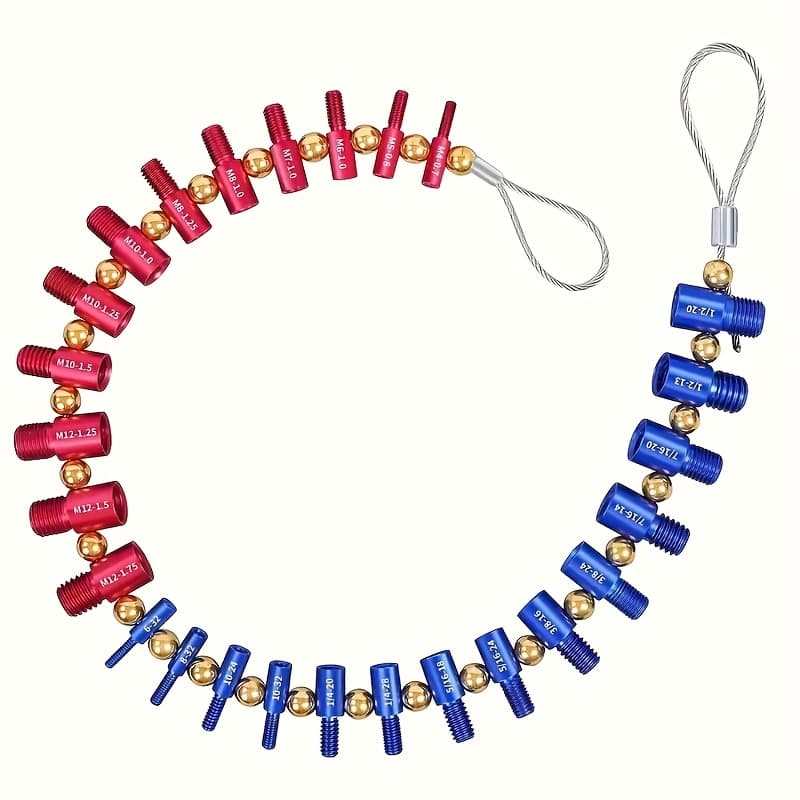 TEMU Upgraded Nut & Thread Gauge - Detachable Thread Size Checker With 26-section , Aluminum Alloy (/ Oxide Coating) For Automotive & Industrial Use - Portable & Nut Thread Gauge For