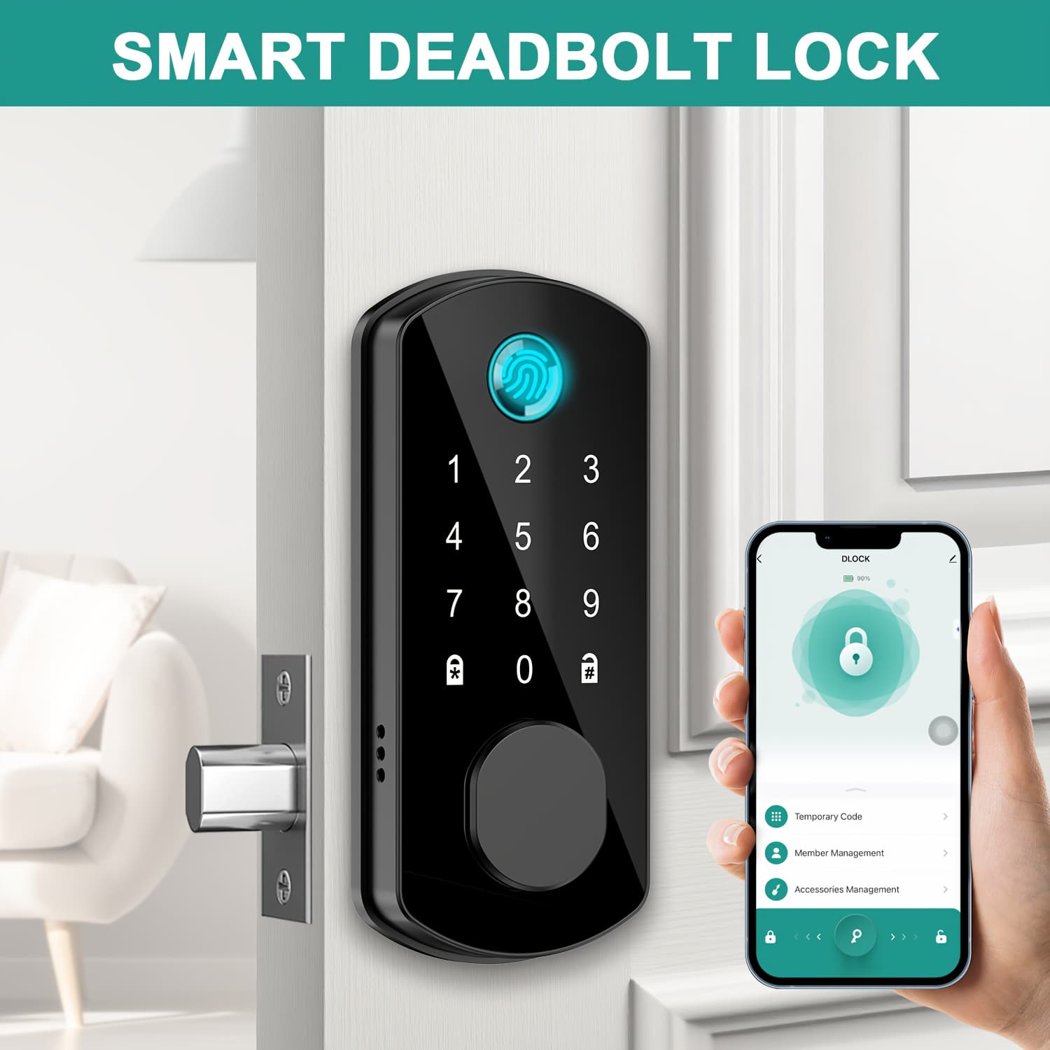 TEMU Christmas Smart Door Lock -100 Sets Of And 100 Sets Of , Keyless Entry Smart Fingerprint Door Lock, Five-in-one Smart Door Lock, Automatic Locking/unlocking, , Black, Alarm, Anti-theft