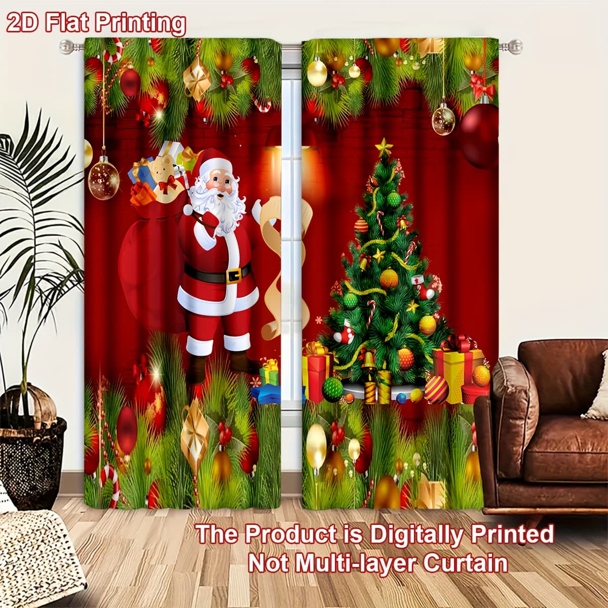TEMU 2d Door Curtain, 2pcs/set 2d Flat Printing Christmas Decoration, Door Curtains And Curtains For Comfortable Bedroom Lighting And . Unique Kitchen Welcomes Living Room And Study