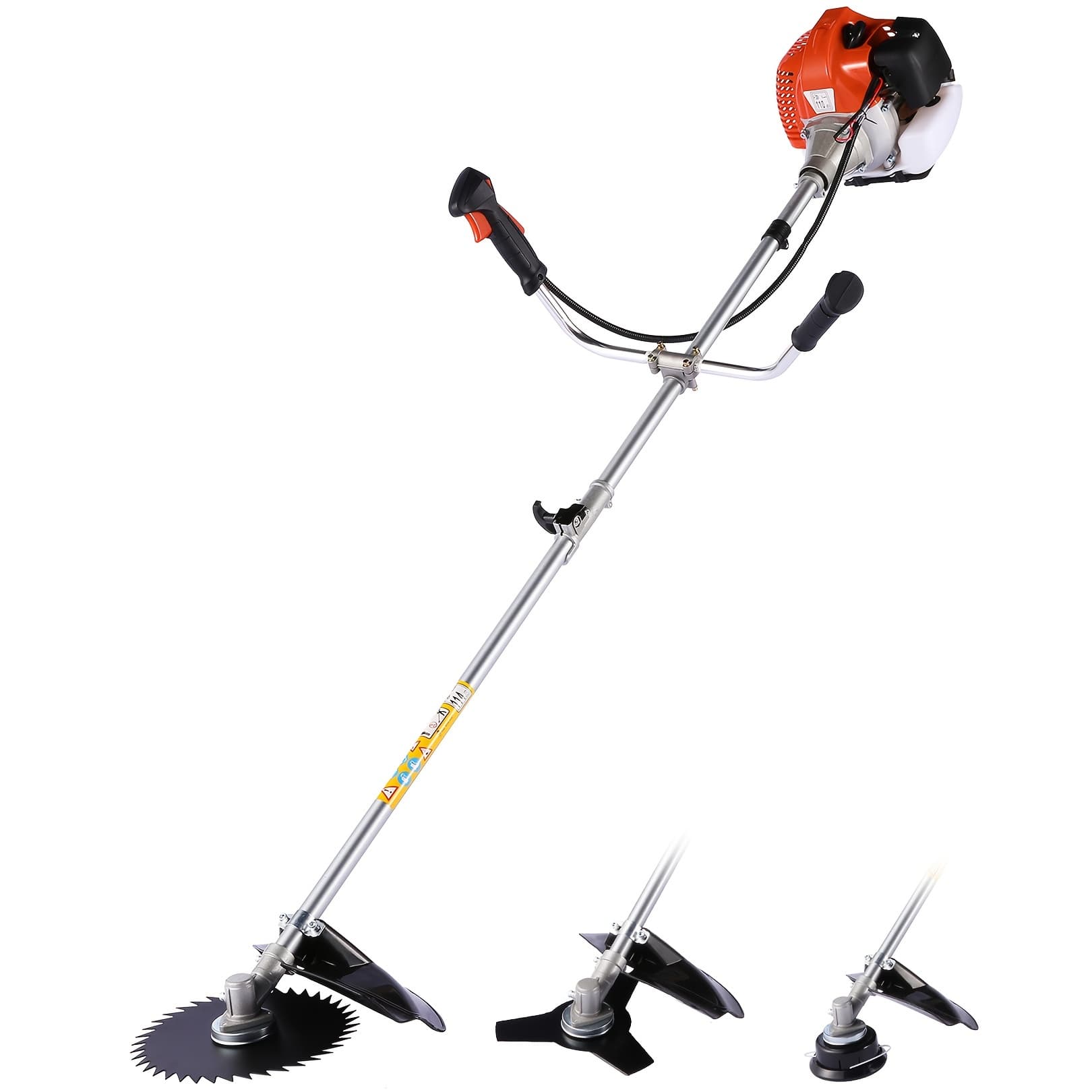 TEMU Gas Weeder, Inch Cutting Path Gas Weeder, 58cc Brush Cutter Gas Powered 2-cycle With 4 Removable Heads, Straight Shaft String Trimmer For Weeds And Bushes, /red