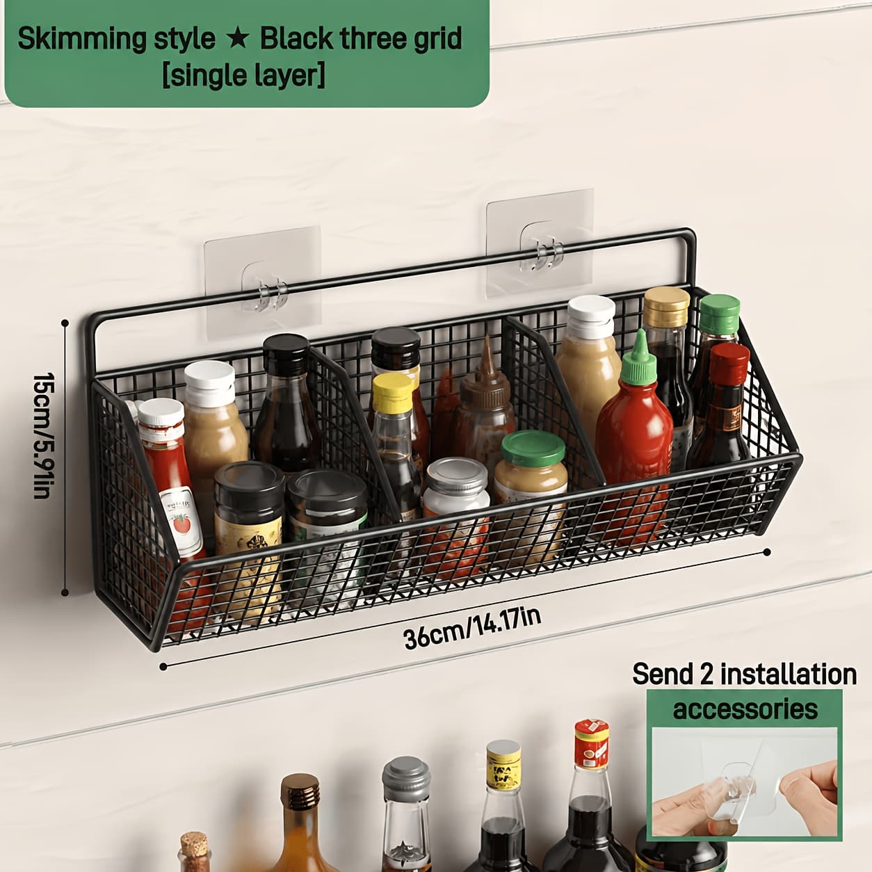 TEMU 1pc Wall Mounted Kitchen Storage Basket - Hanging - Durable Shelf Bins - Ideal For Storage Needs In Small Bathrooms And Kitchens, Bathroom Additions, Non Food Contact