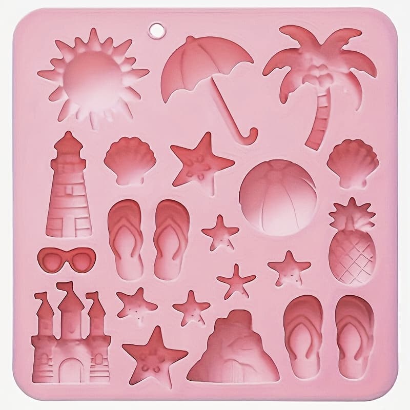 TEMU 1pc Summer Beach Vacation Theme Silicone Mold – For Resin, Clay & Diy Crafts With Sun, Umbrella, Flip-flops And In Cute Patterns, Supplies
