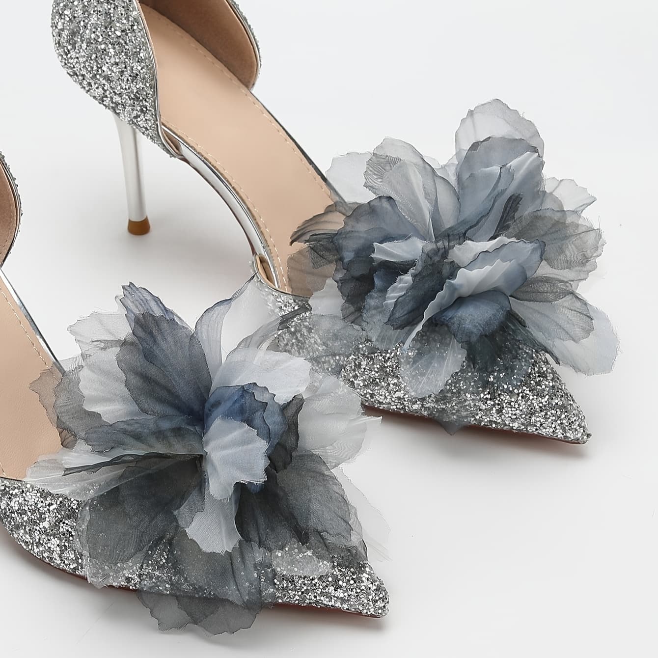 TEMU High-end Organza Three-dimensional Gradient Large Flower High Heels Advanced Banquet Shoe Additions (clothes Hats Bags ) Detachable